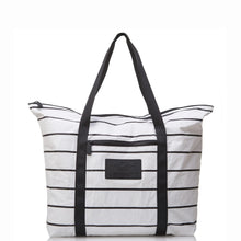 Load image into Gallery viewer, PINSTRIPE ZIPPER TOTE | BLACK