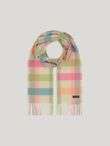 CHECK PLAID CASHMINK SCARF  |  MARSHMALLOW