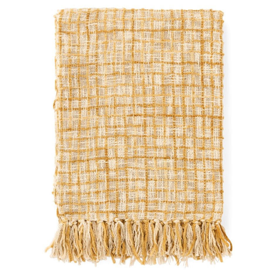 WOVEN COTTON THROW | OCHRE
