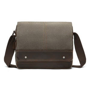 LEATHER TRIM MESSENGER BAG  |  BROWN