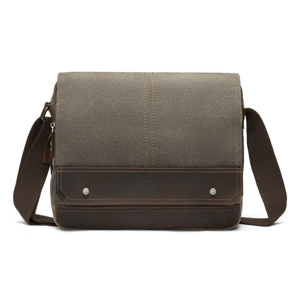 LEATHER TRIM MESSENGER BAG  |  BROWN