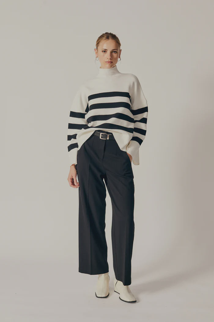 CLIVIA STRIPED TURTLENECK SWEATER | ECRU