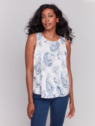 PAISLEY SLEEVELESS TOP  |  IVORY