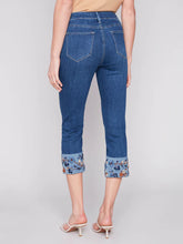 Load image into Gallery viewer, EMBROIDERED CUFFED ANKLE PANTS | INDIGO
