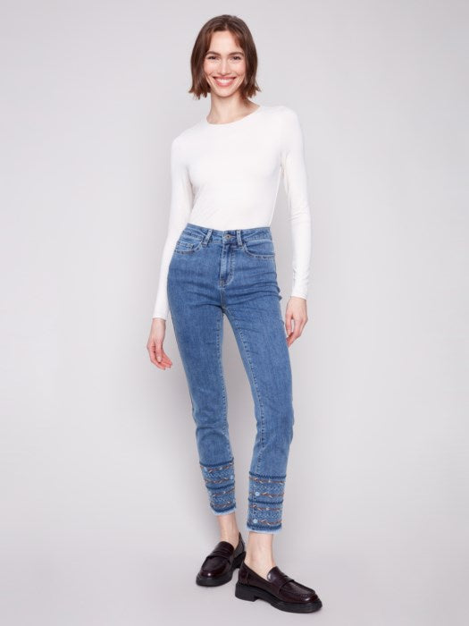 AUTUMN EMBROIDERED HEM  |  MED BLUE