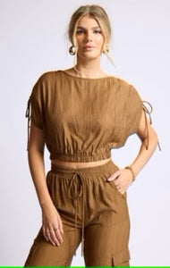 LIGHT A FIRE CROP TOP | BROWN
