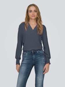 METTE V-NECK TOP  |  STORM
