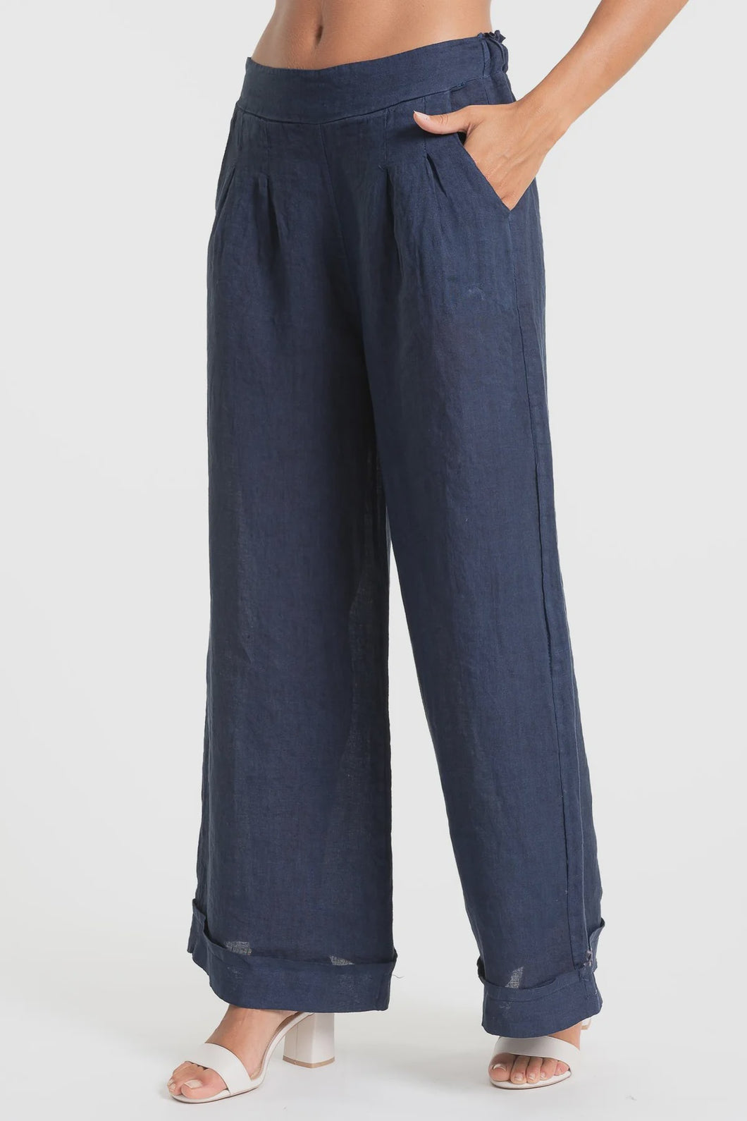 POMMIE LINEN PANTS  |  DEEP BLUE