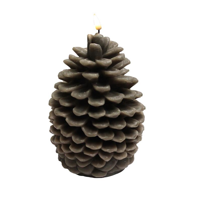 LED PINE CONE CANDLE  |  BROWN