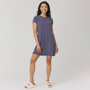 LAYNEE DRESS | INDIGO WHITE STRIPE