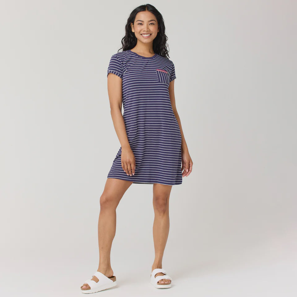 LAYNEE DRESS | INDIGO WHITE STRIPE