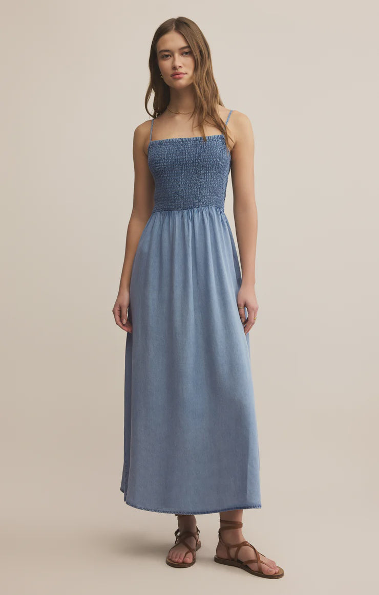 BAYSIDE CHAMBRAY MIDI DRESS | CHAMBRAY