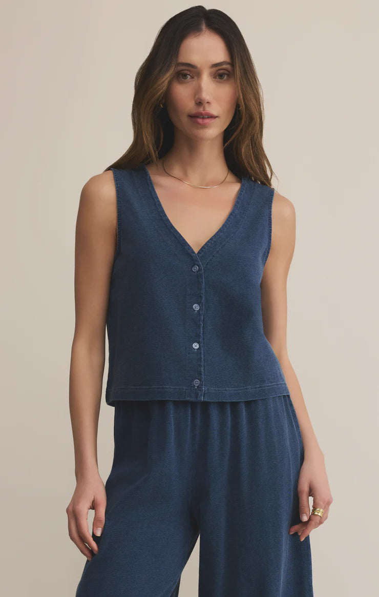 SOLACE  JERSEY TOP  |  INDIGO DENIM
