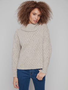 CABLE SWEATER COWL NECK | OAT