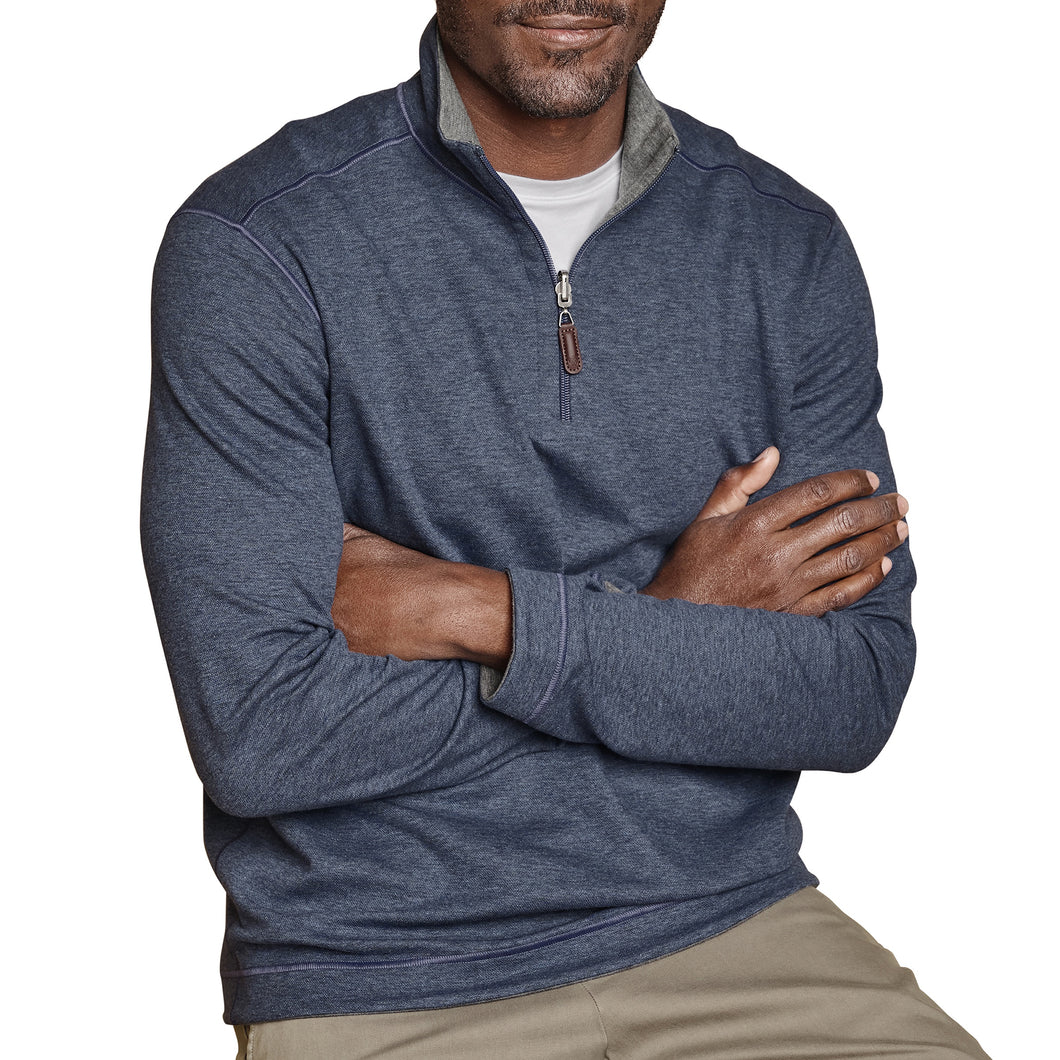 ICON REVERSIBLE QUARTER ZIP  |  BLUE/GREY