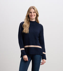 MOCK NECK SWEATER  |  NAVY