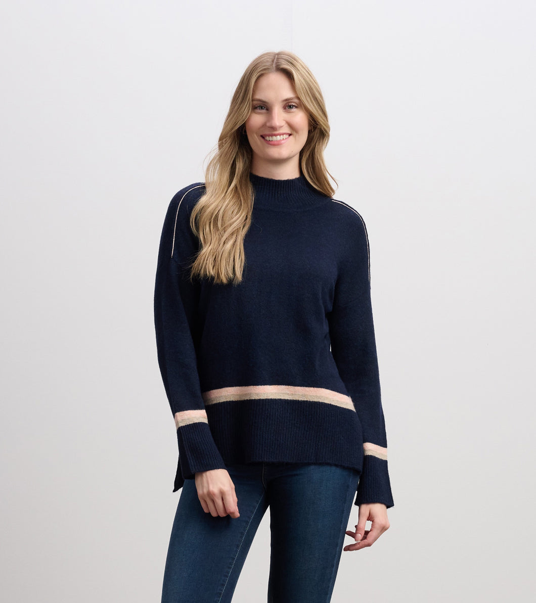 MOCK NECK SWEATER  |  NAVY