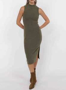 KNIT MIDI DRESS  |  OLIVE