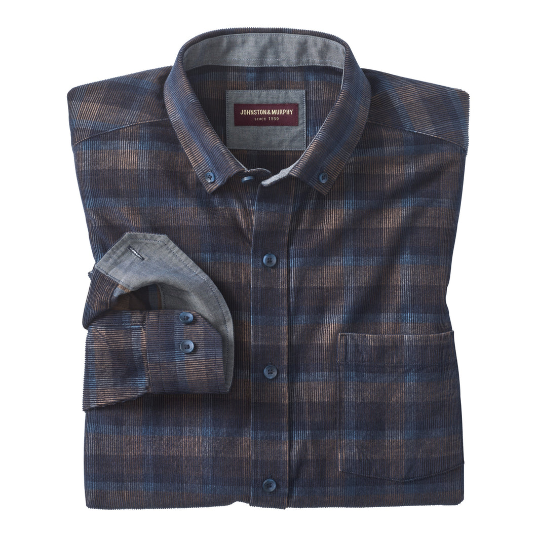 PLAID CORDURY | NAVY BROWN