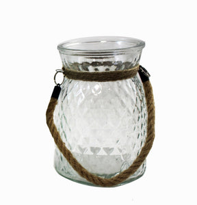 GLASS JAR WITH ROPE HANDLE