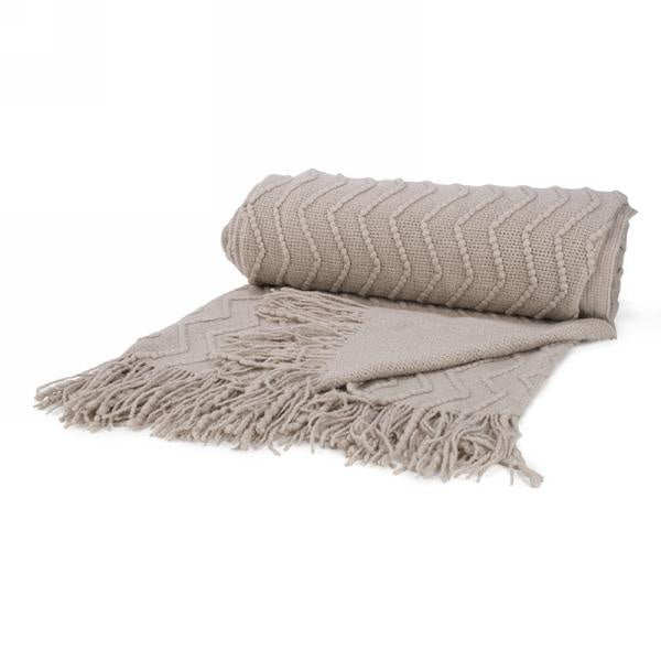 TAUPE KNITTED THROW