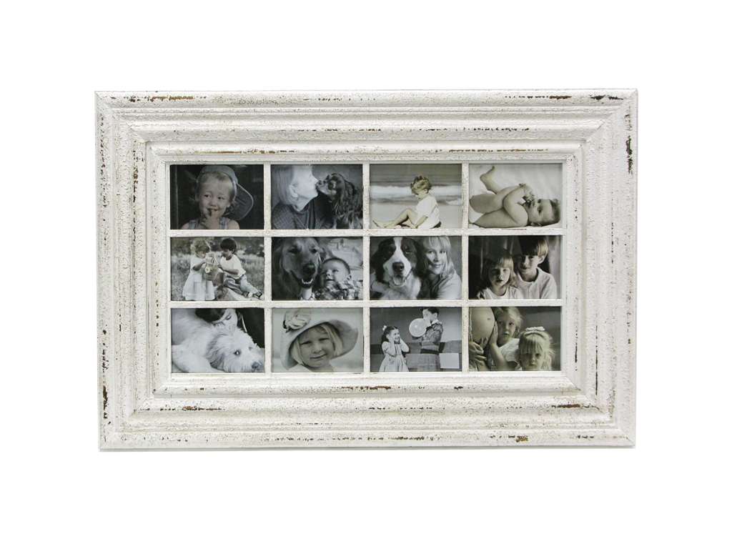 DISTRESSED WHITE 12 PIC FRAME