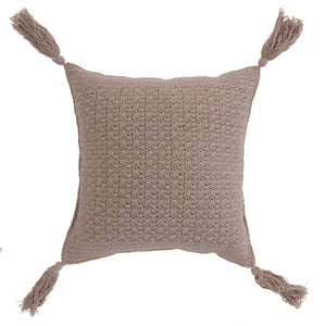 CROCHET PILLOW 15"X15" TAUPE