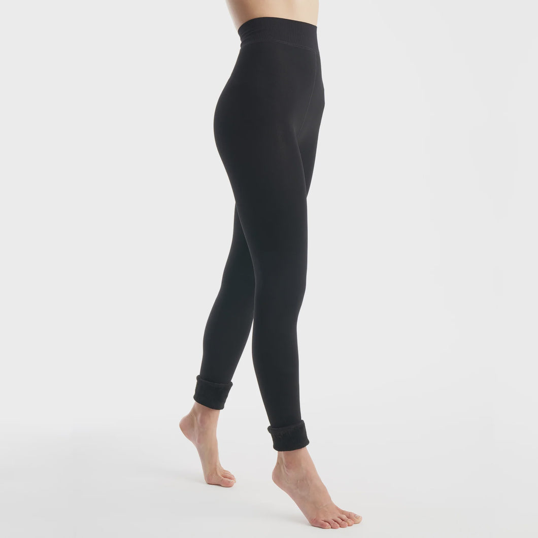 FAUX FUR LINED LEGGINGS  |  BLACK