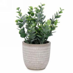 GREEN FOLIAGE IN CEMENT POT