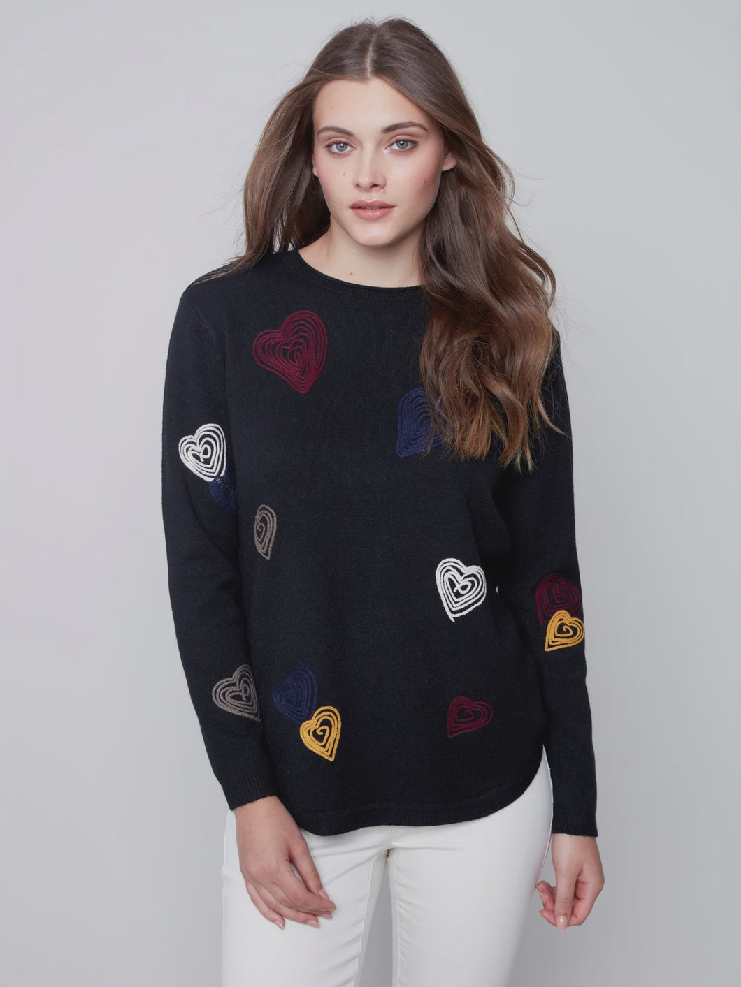 EMBROIDERED HEARTS SWEATER