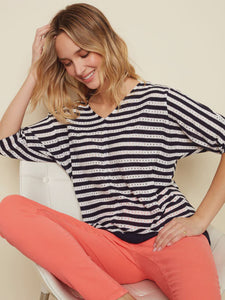 STRIPED DOLMAN SWEATER