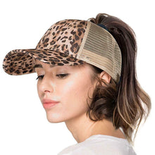 Load image into Gallery viewer, LEOPARD PRINT MESHED NETTING PONY CAP
