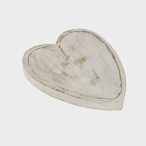 HEARTBEAT WOODEN TRAY WHITEWASH