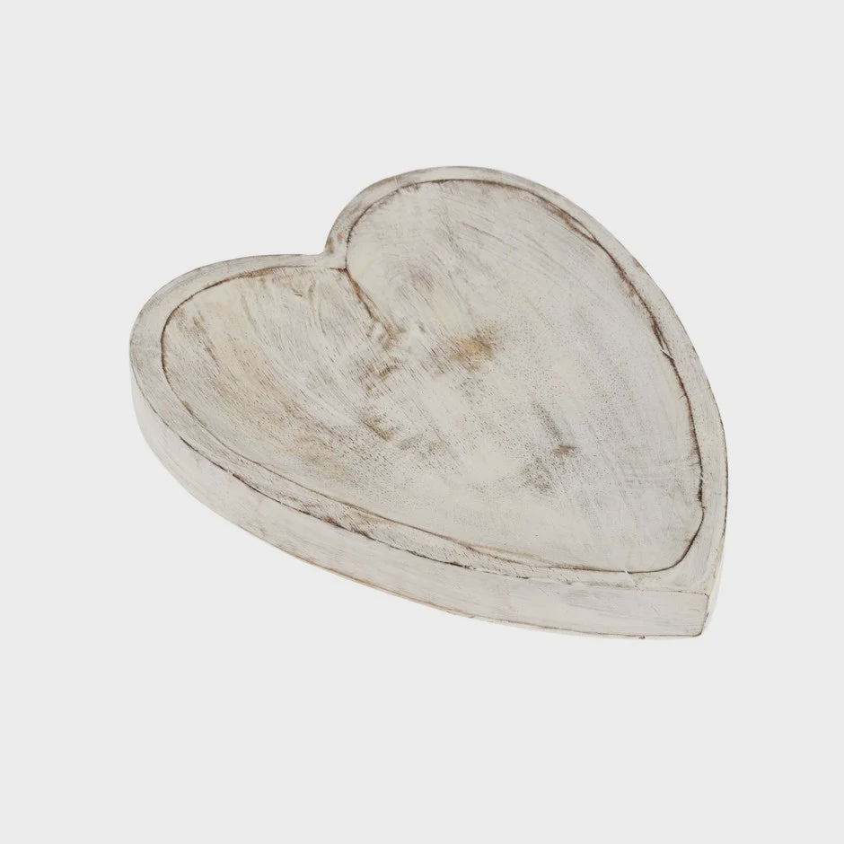 HEARTBEAT WOODEN TRAY WHITEWASH