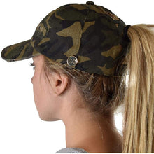 Load image into Gallery viewer, WASHED OLIVE CAMO PRINT PONY CAP
