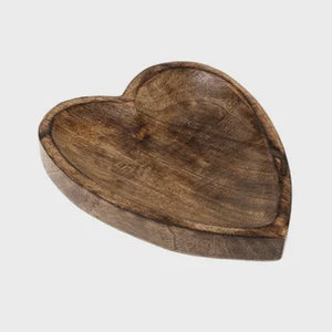 HEARTBEAT WOODEN TRAY BURNT BROWN